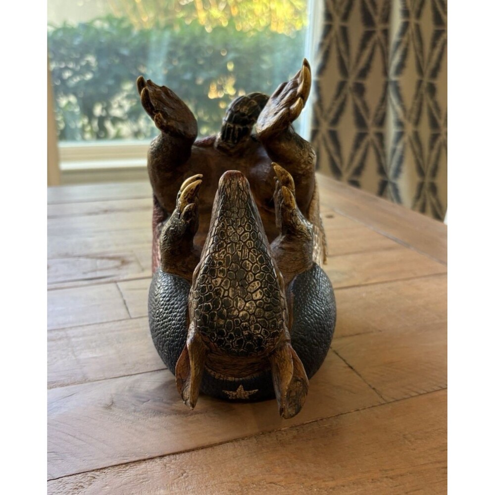 Drinking Armadillo Bottle Wine Holder Used Red White Blue - Picture 8 of 13